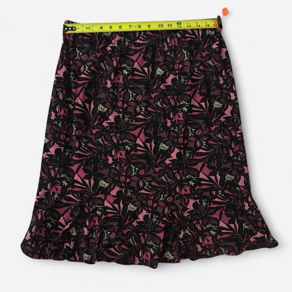 Sag Harbor Black Floral A-Line Skirt